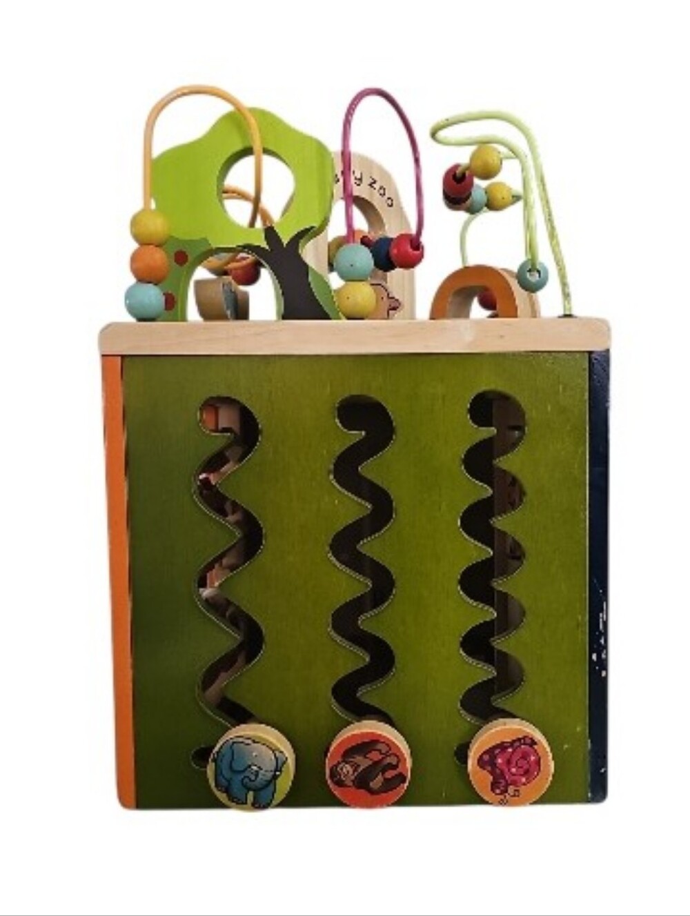 B. Toys by Battat Wooden Activity Cube Alphabet Bead Maze Montessori Toddler Toy - Picture 12 of 16